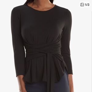 MM. Lafleur Walker 2.0 Silk Blend Top Tie Wrap Around Black Womens XL